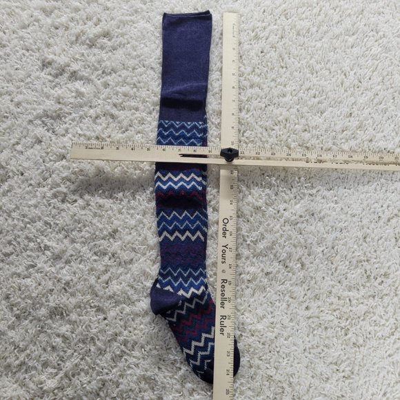 Over The Knee Socks Wool Chevron Stripe Long Boot Socks Boot Socks Blue - Picture 2 of 9